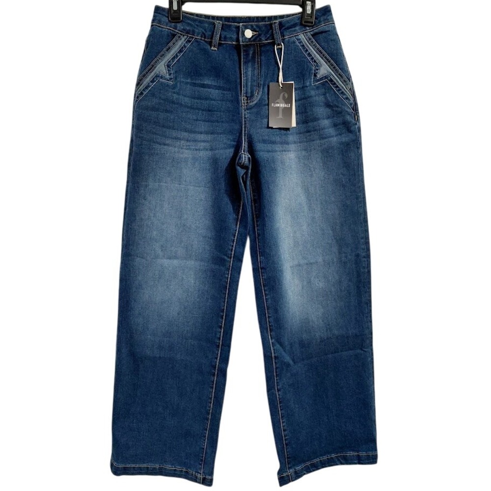 Wide Leg Blue Women's Jeans - Picture 2 of 15